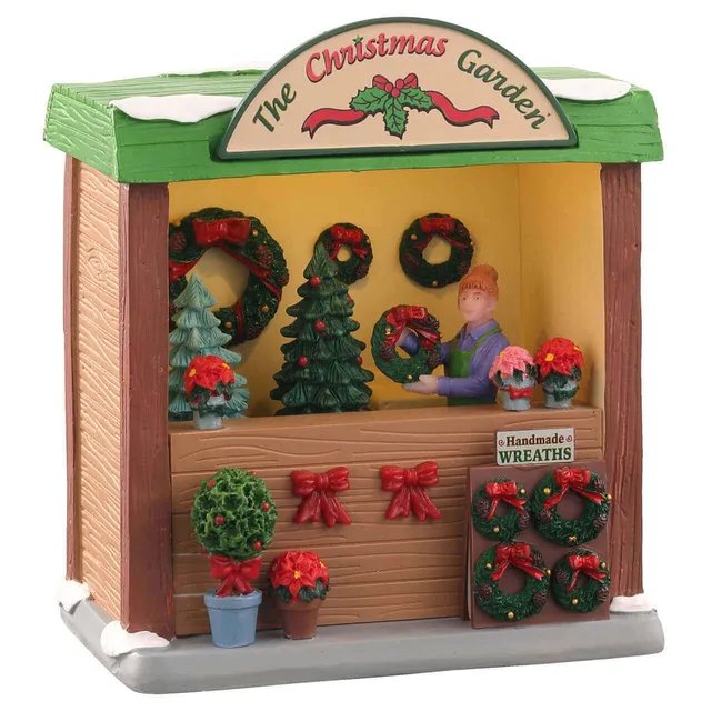 lemax-the-christmas-garden-stand-miniature-sapins-et-couronnes-caddington image 1