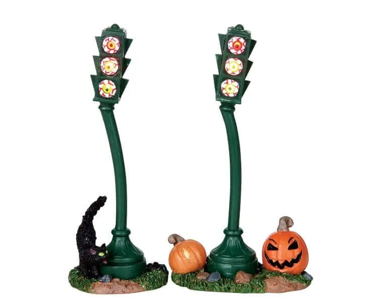 lemax-spooky-traffic-light-feu-tricolore-miniature-spooky-town image 1