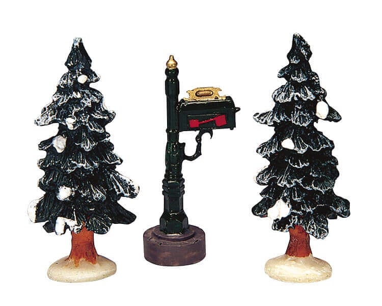 lemax-mailbox-two-trees-bo-te-aux-lettres-deux-sapins-miniatures image 1