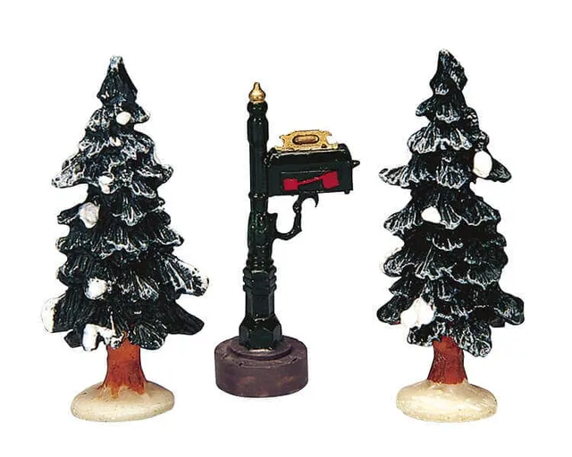 lemax-mailbox-two-trees-bo-te-aux-lettres-deux-sapins-miniatures image 1