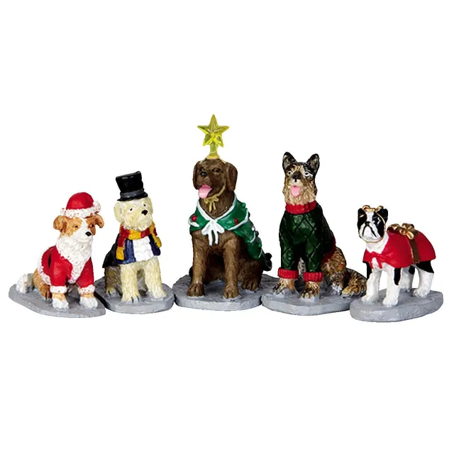 lemax-costumed-canines-set-of-5-lot-5-chiens-d-guis-s-plymouth-corners image 1