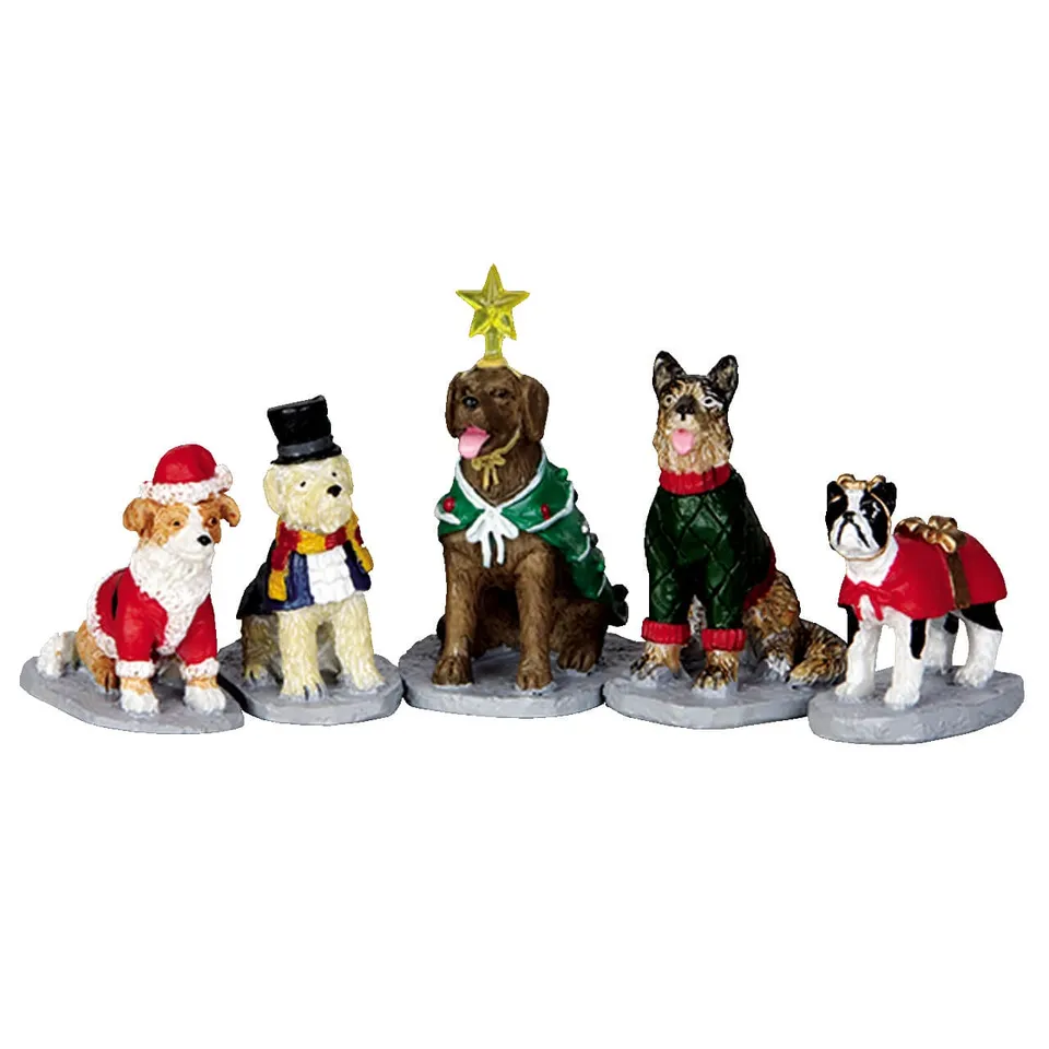 lemax-costumed-canines-set-of-5-lot-5-chiens-d-guis-s-plymouth-corners image 1