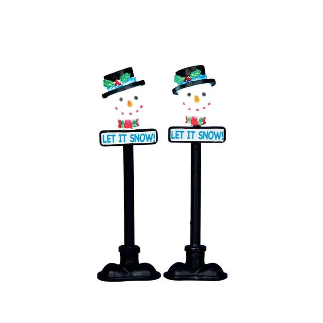 lemax-snowman-street-lamp-lot-de-2-lampadaire-village-de-no-l image 1