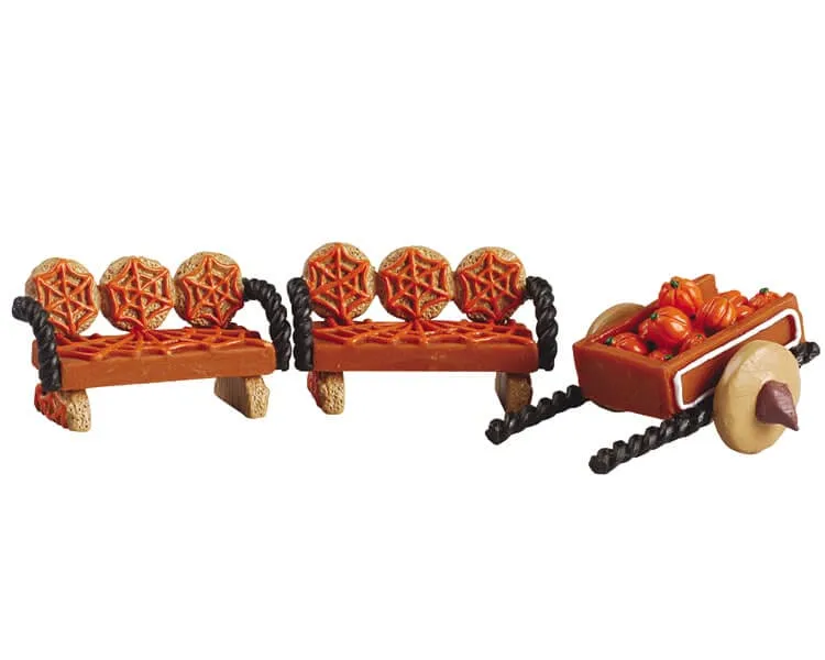 lemax-pumpkin-wagon-benches-chariot-citrouille-miniature image 1