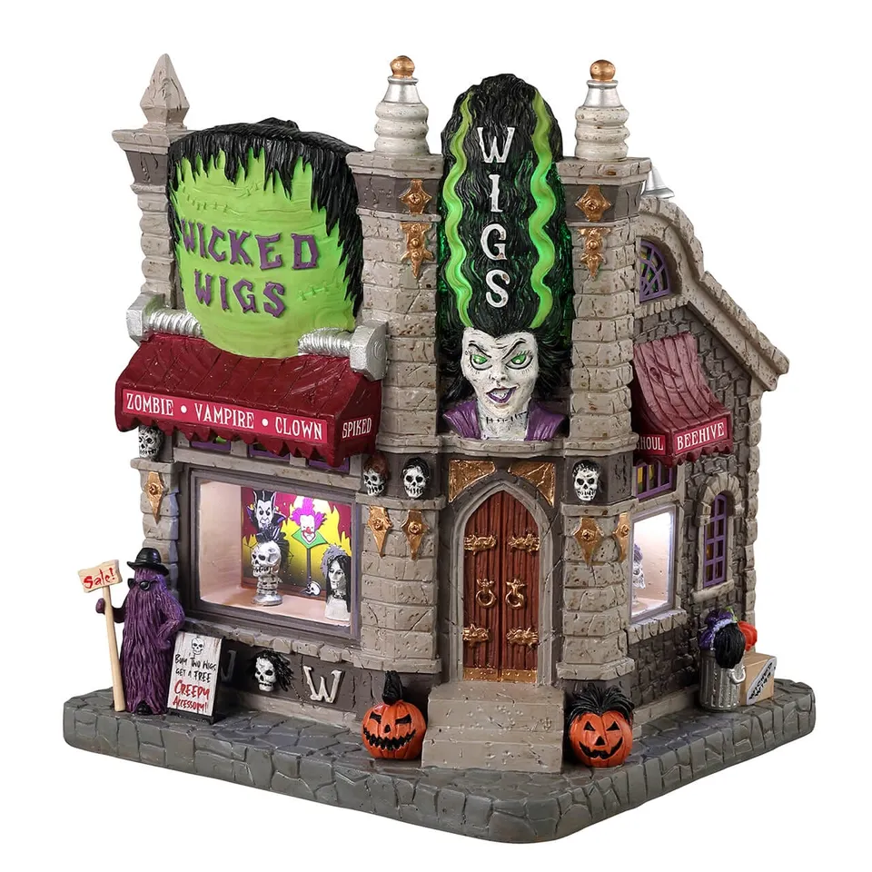 lemax-wicked-wigs-boutique-miniature-lumineuse-spooky-town image 1