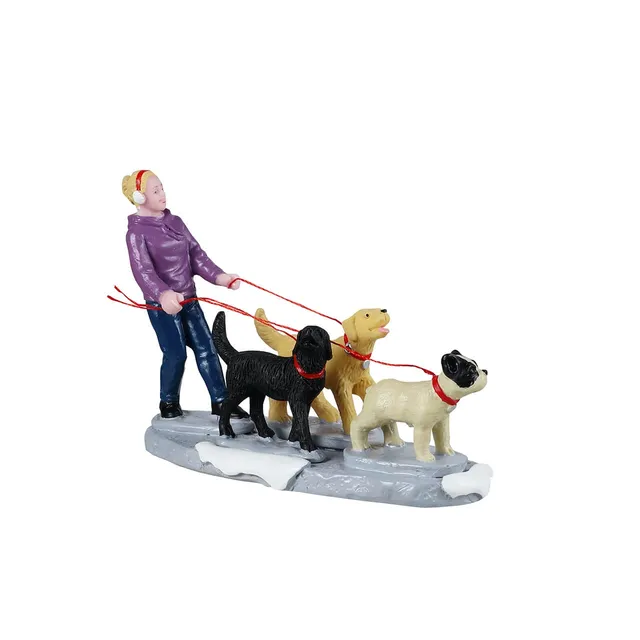 lemax-dog-walker-figurine-promeneur-et-chiens-village-de-no-l image 1