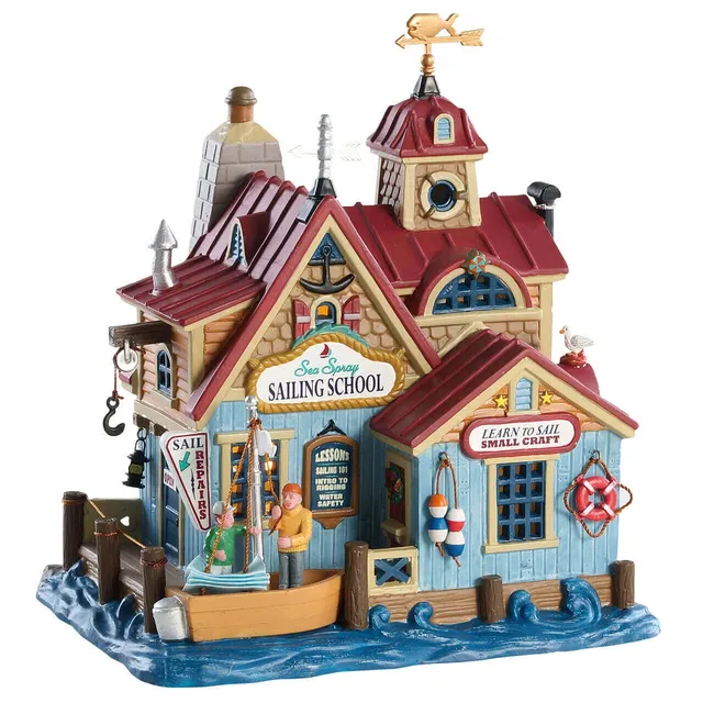 lemax-sea-spray-sailing-school-b-timent-miniature-lumineux-bord-de-mer image 1