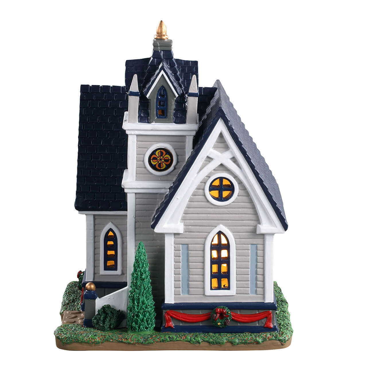 lemax-cedar-crest-fellowship-church-glise-de-village-miniature-lumineuse image 3