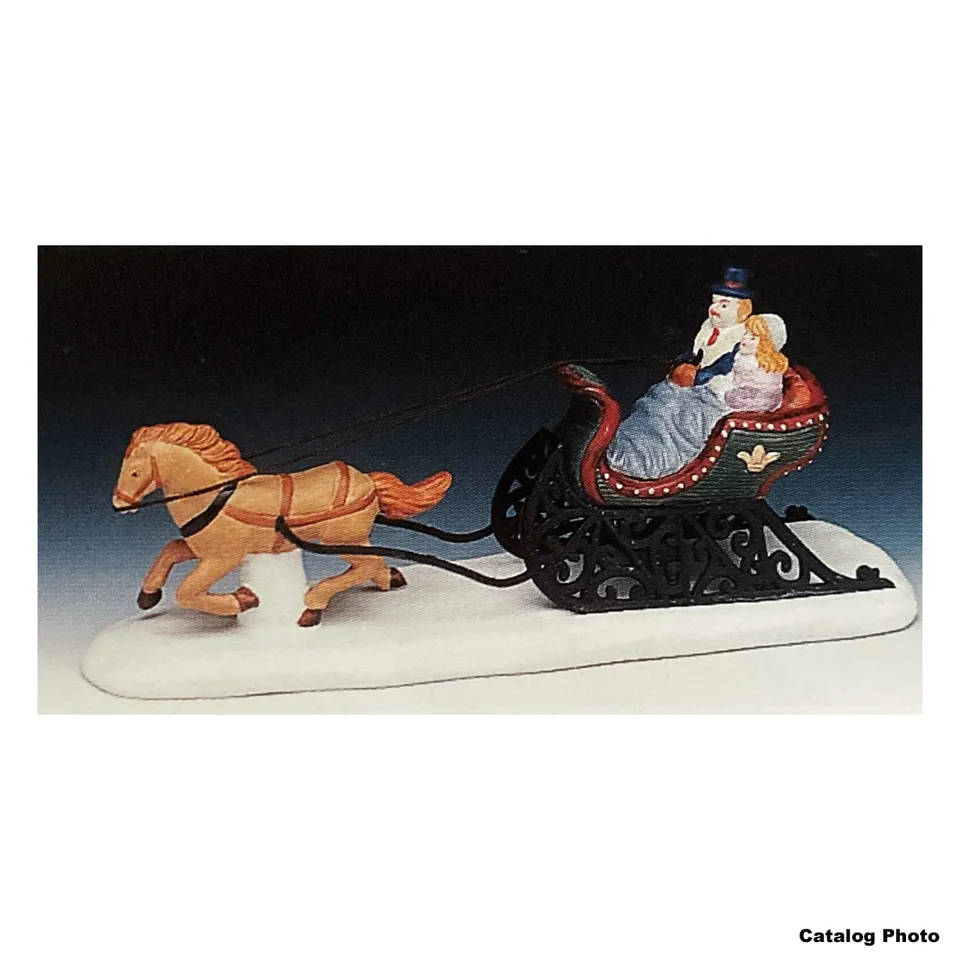 lemax-cozy-sleigh-ride-tra-neau-miniature-sc-ne-hiver image 1