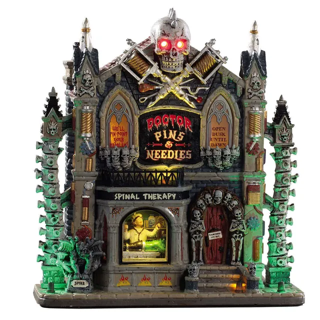 lemax-spooky-town-doctor-pins-needles-b-timent-docteur-fou-lumineux image 1