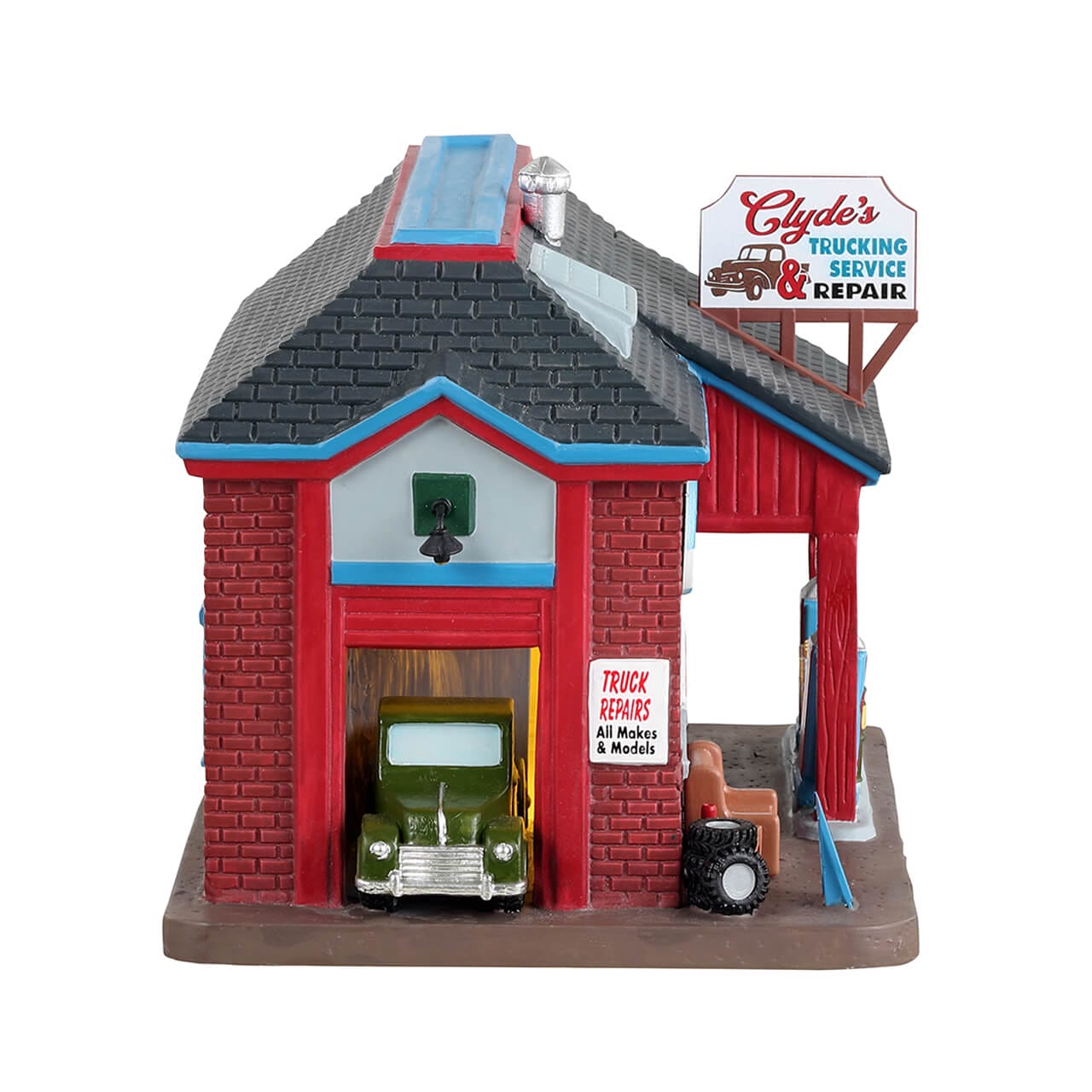 lemax-clyde-s-trucking-service-repair-garage-miniature-lumineux image 2