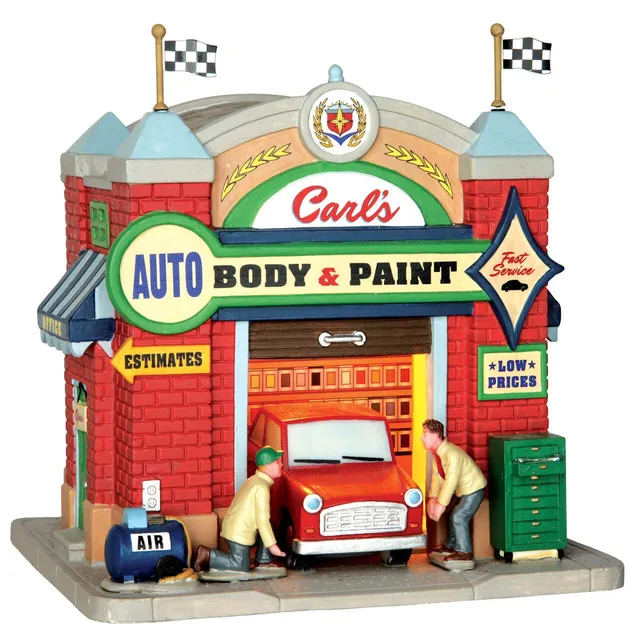 lemax-carl-s-auto-body-paint-b-timent-garage-village-miniature image 1