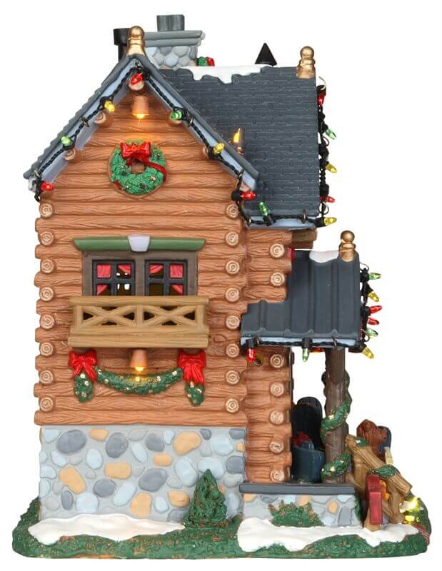 lemax-pine-grove-lodge-chalet-feu-de-camp-miniature-lumineux image 2