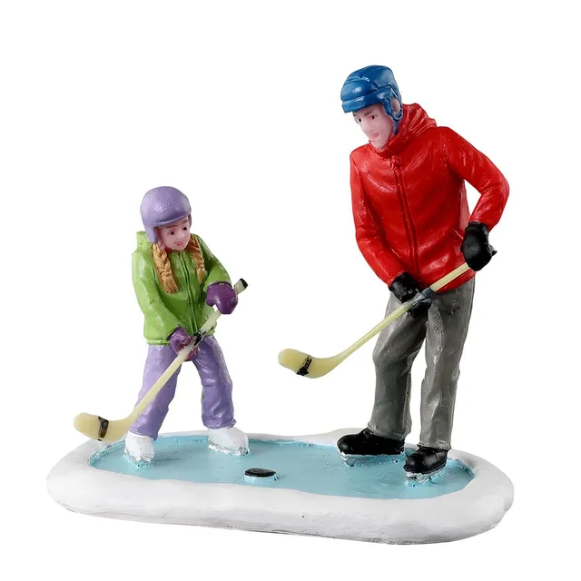 lemax-father-daughter-practice-time-figurines-hockey-vail-village image 1