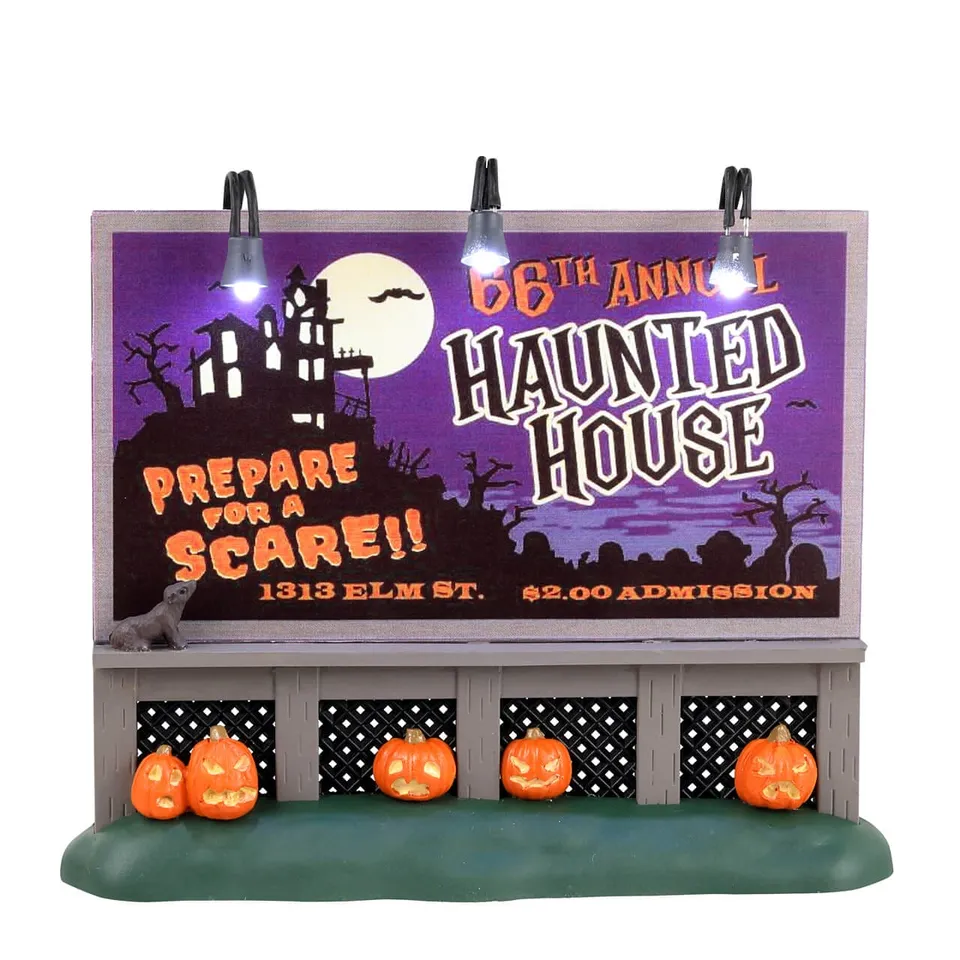 lemax-haunted-house-billboard-panneau-lumineux-spooky-town-halloween image 1