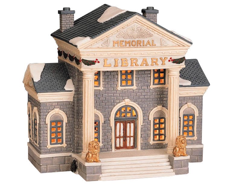 lemax-memorial-library-b-timent-miniature-lumineux-biblioth-que-de-no-l image 1