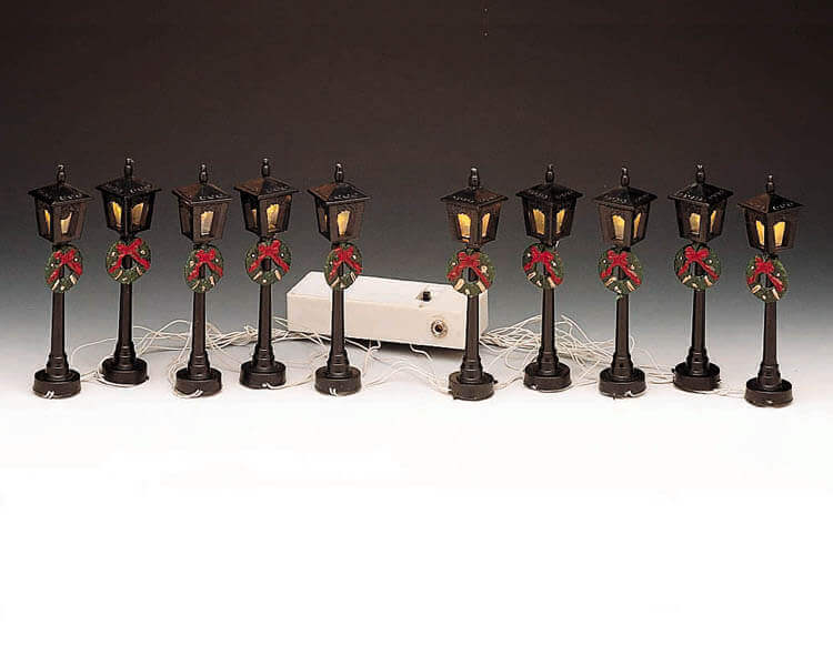 lemax-4-street-lamp-lot-de-4-r-verb-res-miniatures-lumineux image 1