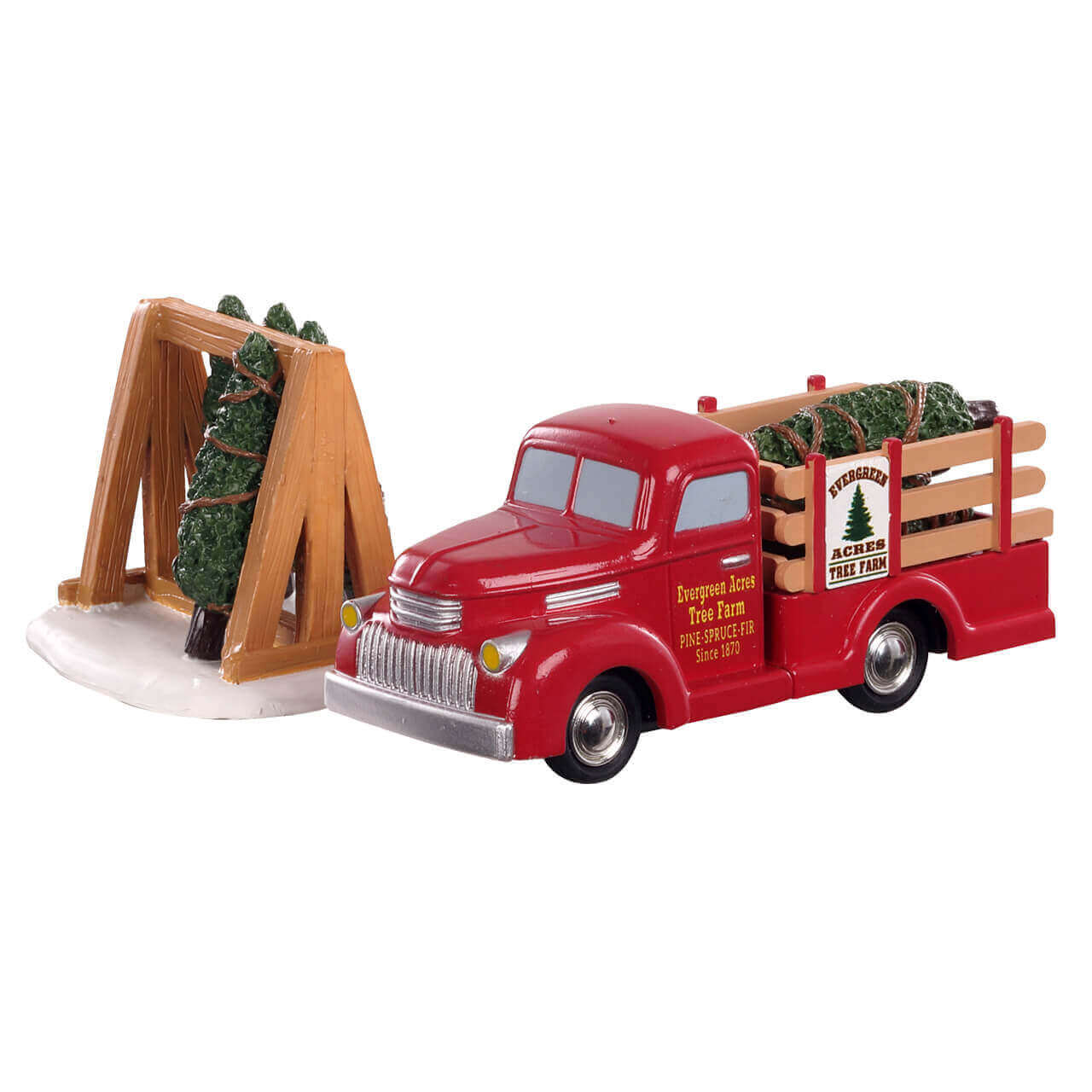 lemax-tree-delivery-camion-rouge-avec-sapins-miniatures-pour-village-de-no-l image 4