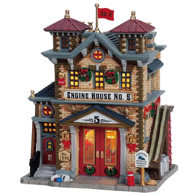 lemax-engine-house-5-caserne-miniature-lumineuse image 1
