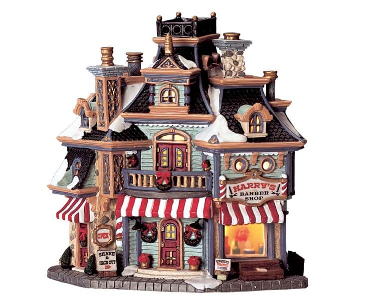 lemax-harry-s-barber-shop-village-miniature-lumineux image 1