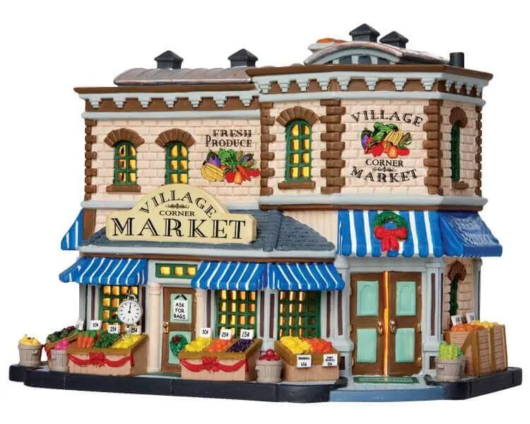 lemax-village-corner-market-march-miniature-lumineux-de-village image 1