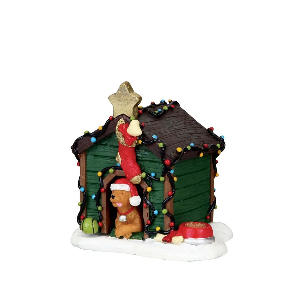 lemax-decorated-light-doghouse-niche-chien-lumineuse-d-cor-e image 1