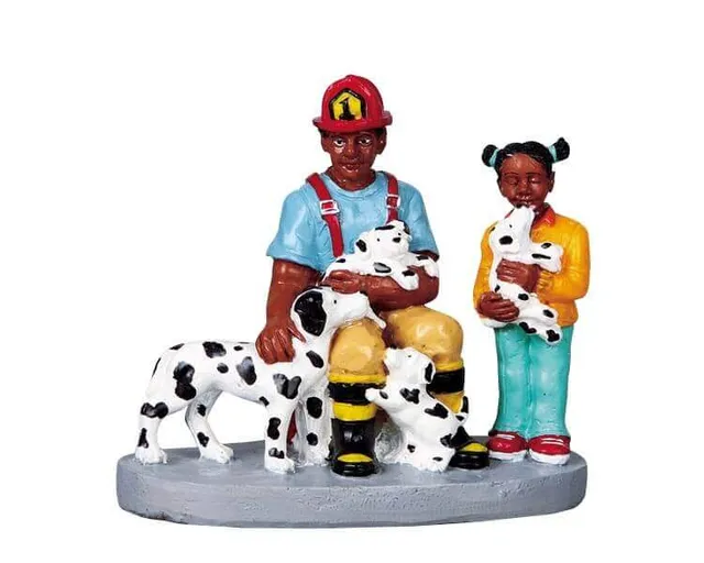 lemax-firehouse-family-famille-de-pompiers-figurines-village-de-no-l image 1
