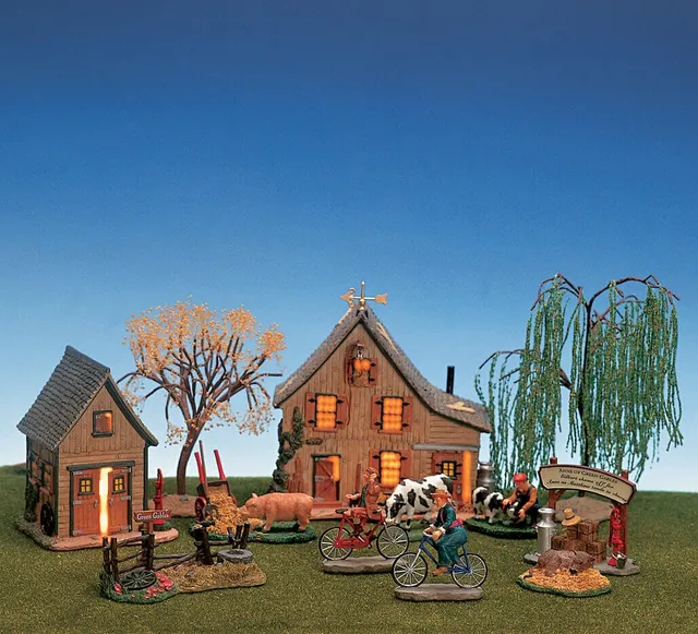 lemax-green-gables-barn-set-grange-miniature-pour-village-de-no-l image 1