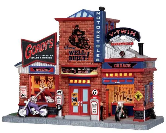 lemax-gordy-s-cycle-shop-boutique-village-miniature image 1