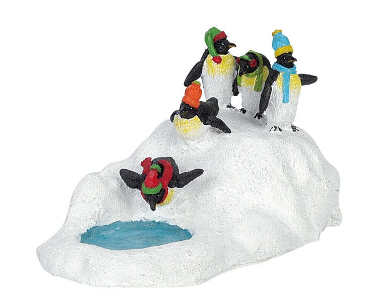 lemax-penguin-frolic-figurine-pingouins-joueurs-village-de-no-l image 1
