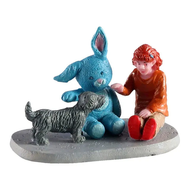 lemax-snuggle-time-figurine-fillette-chien-et-nounours-village-de-no-l image 1