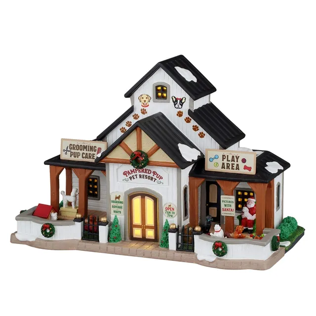 lemax-pampered-pup-pet-resort-b-timent-lumineux-village-de-no-l image 1