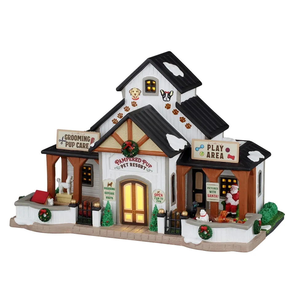 lemax-pampered-pup-pet-resort-b-timent-lumineux-village-de-no-l image 1