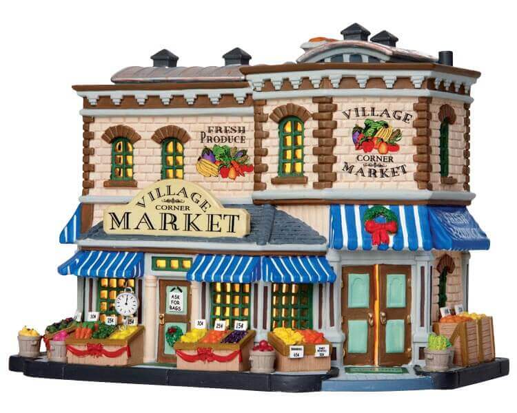 lemax-village-corner-market-march-miniature-lumineux-de-village image 1