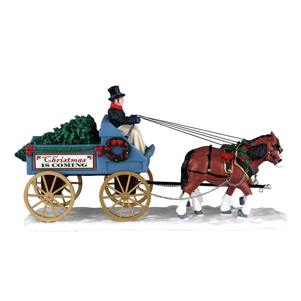 lemax-christmas-is-coming-chariot-de-no-l-avec-chevaux-pour-village-miniature image 3