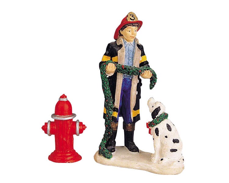 lemax-fireman-the-dalmatian-hydrant-figurine-pompier-no-l image 1