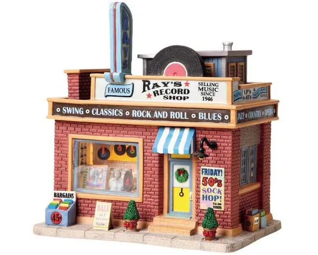 lemax-ray-s-record-shop-commerce-miniature-village-de-no-l image 1