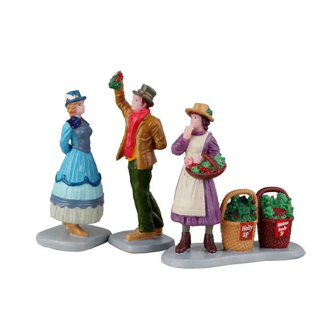 lemax-under-the-mistletoe-set-3-figurines-gui-de-no-l-caddington-7-5-cm image 1