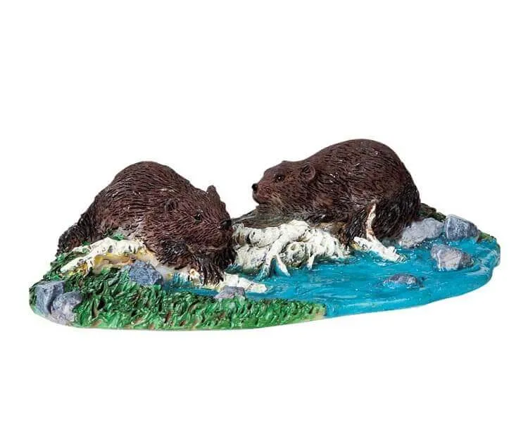 lemax-building-beavers-figurine-castors-constructeurs-miniature image 1