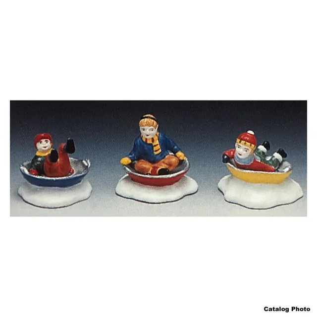 lemax-saucers-in-the-snow-accessoire-luges-enfants-village-de-no-l image 1