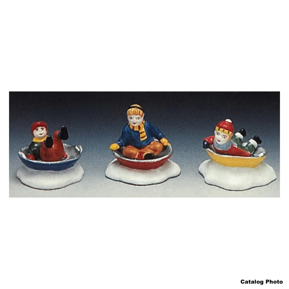 lemax-saucers-in-the-snow-accessoire-luges-enfants-village-de-no-l image 1