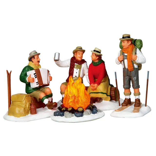 lemax-alpine-ski-party-set-of-4-lot-4-skieurs image 1