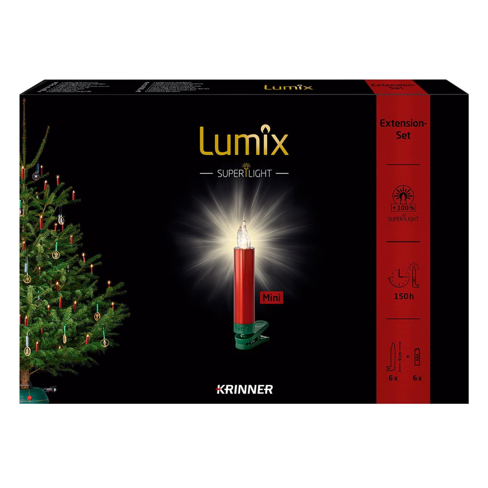 krinner-lumix-superlight-rouge-m-tal-mini-extension-6-bougies-led image 1