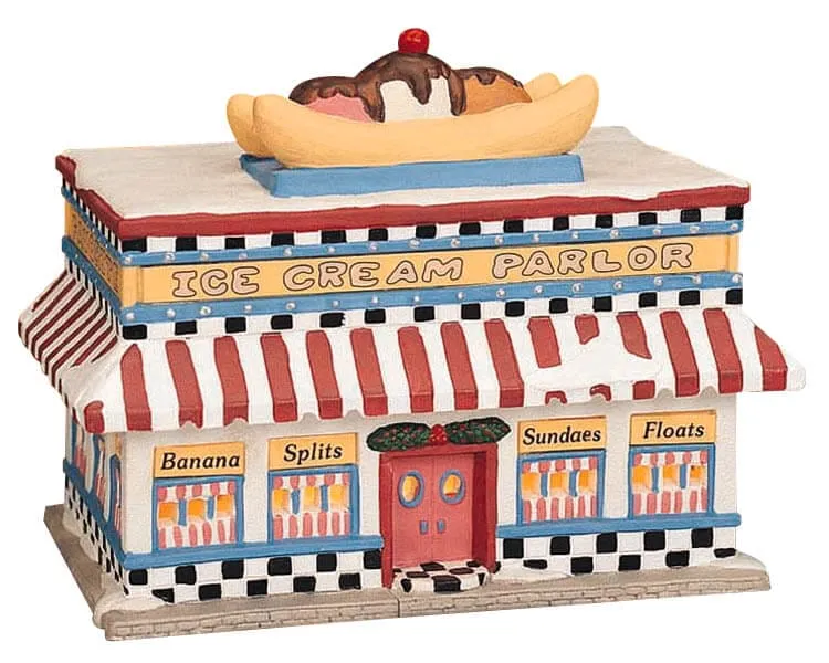 lemax-ice-cream-parlor-glacier-miniature-lumineux-village image 1