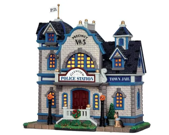 lemax-glenview-police-station-b-timent-miniature-lumineux-village-de-no-l image 1
