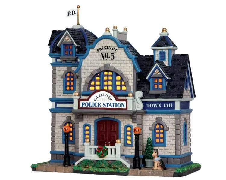 lemax-glenview-police-station-b-timent-miniature-lumineux-village-de-no-l image 1