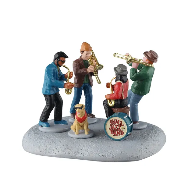 lemax-small-jazz-band-figurines-quatuor-jazz-caddington-avec-chien image 1
