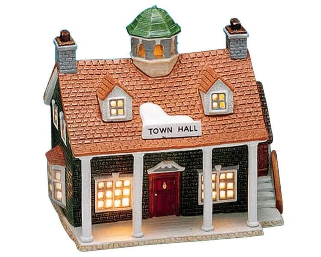 lemax-little-town-hall-b-timent-mairie-village-miniature-lumineux image 1
