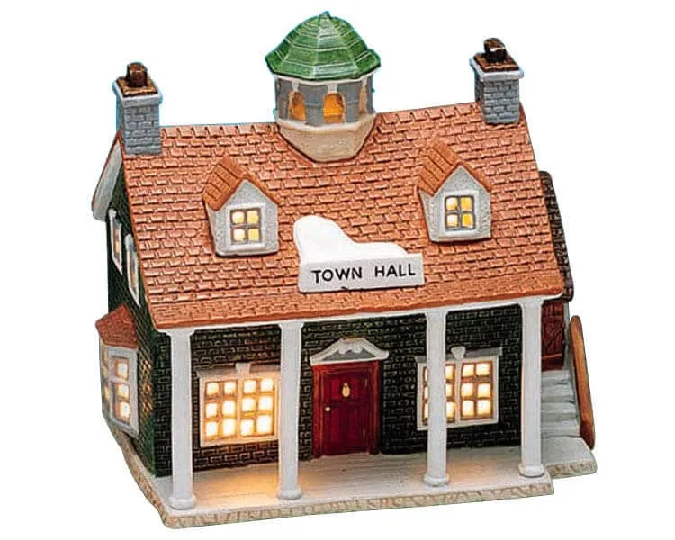 lemax-little-town-hall-b-timent-mairie-village-miniature-lumineux image 1