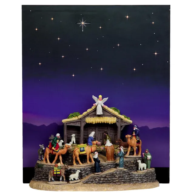 lemax-village-bethlehem-with-background-cr-che-miniature-lumineuse-fond-toil image 1